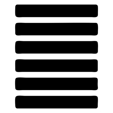 minimal solid white icon for a weekly list on black background, inspired by Netflix UI, simple bold list with seven horizontal lines or blocks, no text, very geometric sticker