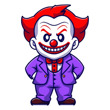 demonic clown wearing a leisure suit sticker
