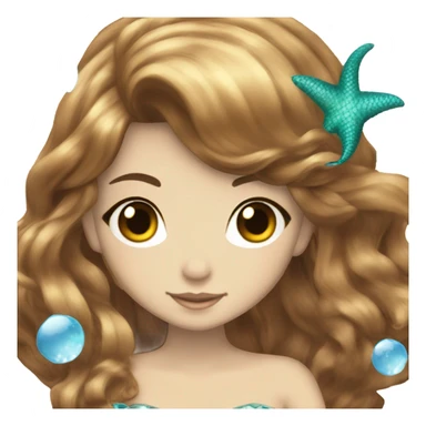 princess mermaid hime gyaru girl, scales, brown hair sticker