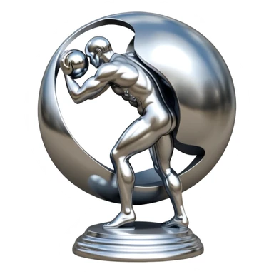 sorayama Sisyphus carrying big sphere on his back sculpture sticker