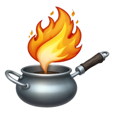 Un cucharón con fuego por debajo pero sin olla solo cucharón y fuego sticker