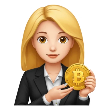 crypto investor girl holding a bitcoin coin emoji style sticker