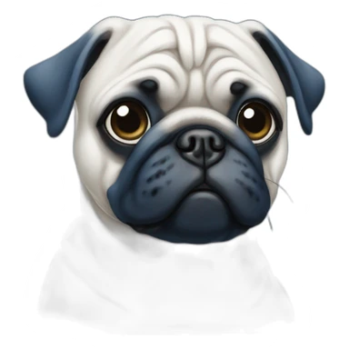 blue and white painted pug sticker