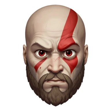 Visage de Kratos du jeu PlayStation a la perfection, c'est a dire que la marque rouge doit partir jusqu'à l'arrière du crâne et il n'a rien du côté de l'oeil droit donc gauche pour moi  sticker