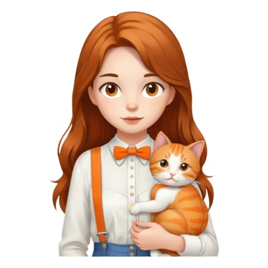 Hundred Girls-Long Hair-White Suspenders-Holding Tightly-An Orange Cat sticker