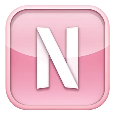 Netflix aesthetic "N" logo in pastel pink with white glowing outline around "N" sticker