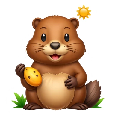 Beaver with inscription good morning  sticker