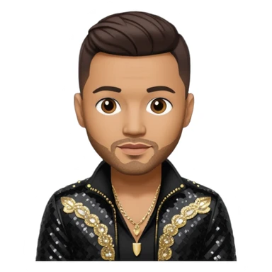 Frankie J, Mexican-American Singer with dark brown hair, black sequin outfit sticker