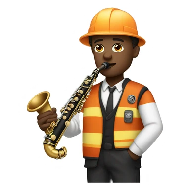 Clarinet player with fire vest sticker