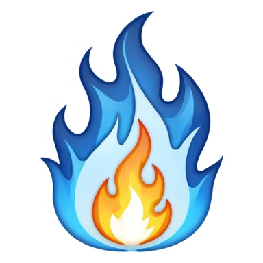 Fire emoji but instead of orange and white make it blue and white sticker