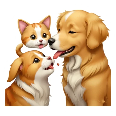 a cat licking dog sticker