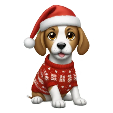 puppy wearing christmas sweater  sticker