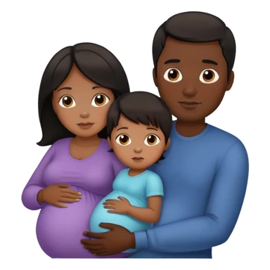 Donna capelli scuri incinta, marito capelli scuri e bambino capelli scuri sticker