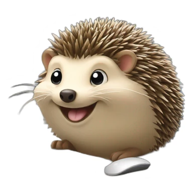 smiling hedgehog working in an office sticker