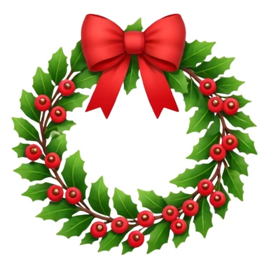 Christmas wreath with red berries and red bow sticker