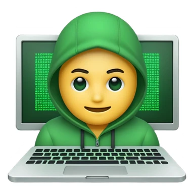 Generate hacker emoji that's looks like coding and use that hackers color theme sticker