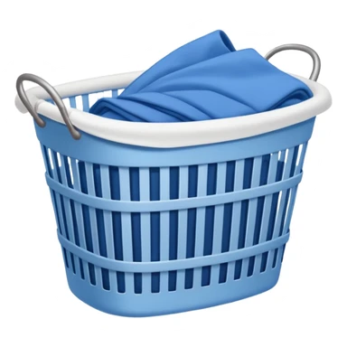 white LAUNDRY BASKET WITH FOLDED blue CLOTHES sticker