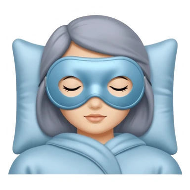 emoji of an isolated silky sleep mask, no eyes, no face, no character features, smooth satin texture with gentle shine, pastel grey-blue color, soft rounded shape, cozy winter pajama mood, soft shadows sticker
