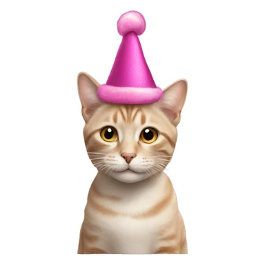 Cat wearing pink Christmas hat sticker