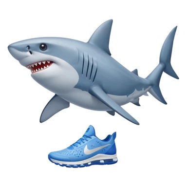 A shark with three legs wearing blue Nike shoes sticker