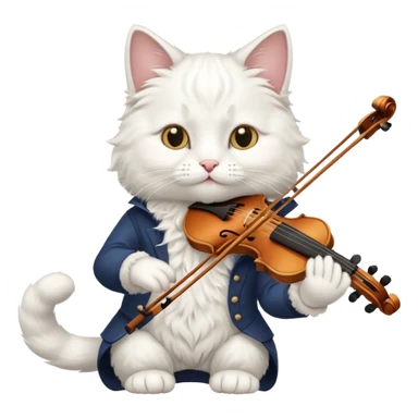white cat play violin sticker