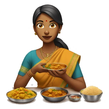 indian woman eating curry  sticker