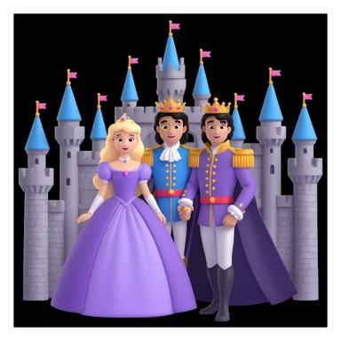 prince and princess disny dress close up photo in castle sticker
