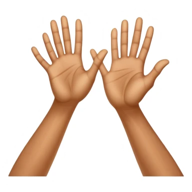 A dynamic depiction of two open hands meeting mid-air in a celebratory palm touch. The hands are angled slightly towards each other, with a subtle motion blur or impact lines to indicate movement. A small burst of energy or spark appears at contact, excitement, teamwork, or shared success. sticker