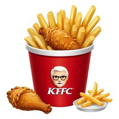 Plateau rouge de fast food avec dessus une bucket de poulet KFC des frite et un coca sticker