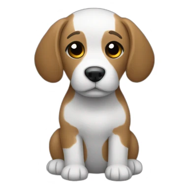 A stuffed toy dog (body is grey, head is brown, ears are long, nose is white) sticker