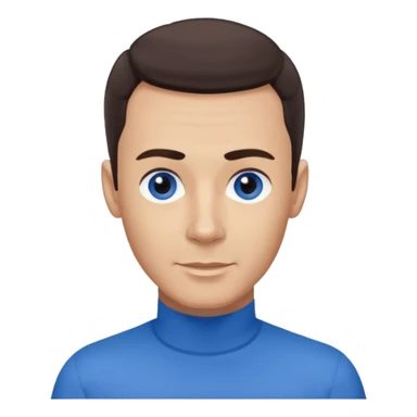 Anthony Wiggle of The Wiggles with light skin, dark brown hair, blue eyes, blue skivvy shirt sticker