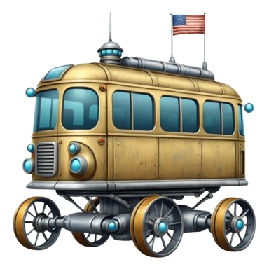  antique tall bus robotic twelve passenger Moon rover  sticker