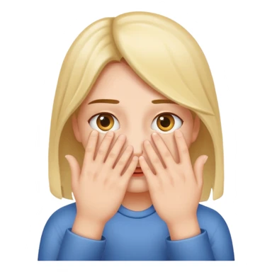 Covering the face with hands and peeping through your finger sticker