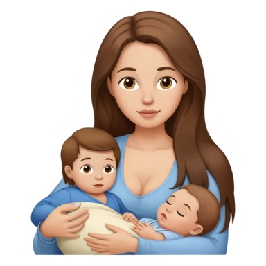 Breastfeeding mom with long hair and baby boy sticker
