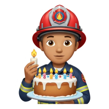 A firefighter extinguishing a party sticker