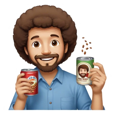 BOB ROSS EATING BEANS sticker
