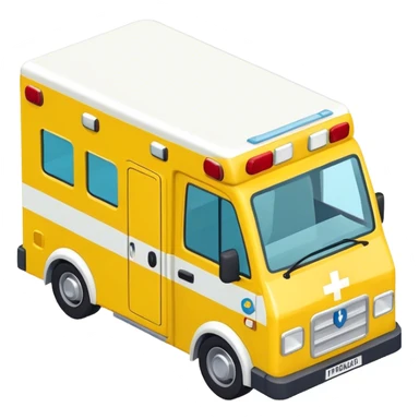 isometric British yellow ambulance  sticker