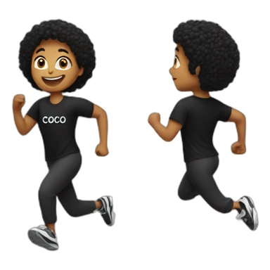 person running with a black tshirt ans the word COCO in white sticker