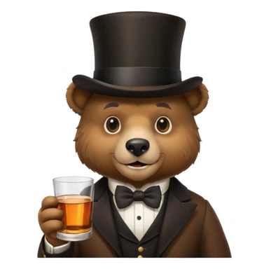 gay bear head in a top hat with a whiskey sticker