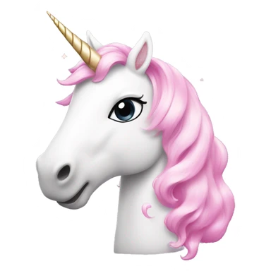 white unicorn, with pink horn with sparkles and pink hearts around it sticker