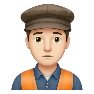 19th century English factory worker with flat cap, work clothes, and tired expression sticker