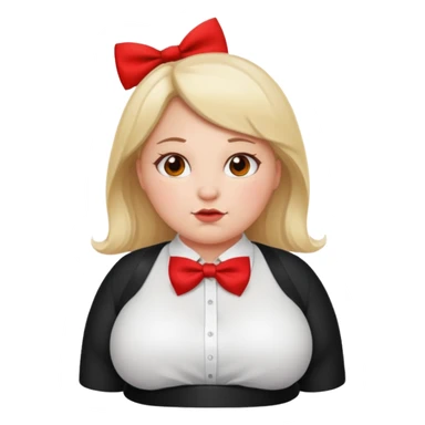 Fat girl with big boobs and white open shirt and bow tie  sticker