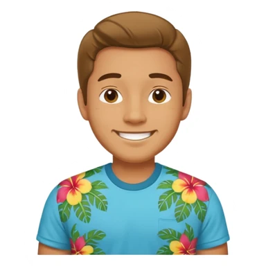 Retro 70s man face in hawaii t-shirt sticker