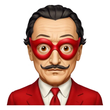 Faites-moi un masque de Salvador Dali d'une manière réaliste, la même série que La Casa de Bapel, et faites-le paraître comme s'il portait du rouge sticker