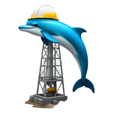 dolphin in hard hat drilling a well sticker