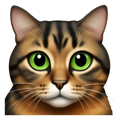 fat tortiseshell cat face is half orange half black with green eyes  sticker