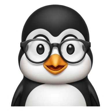cute penguin wearing glasses emoji style sticker