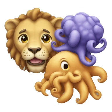 An octopus and a lion mixed sticker