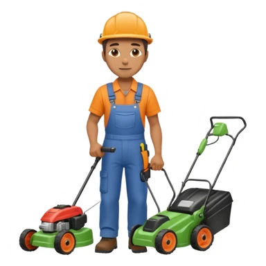 Maintenance worker
with lawnmower, full body sticker