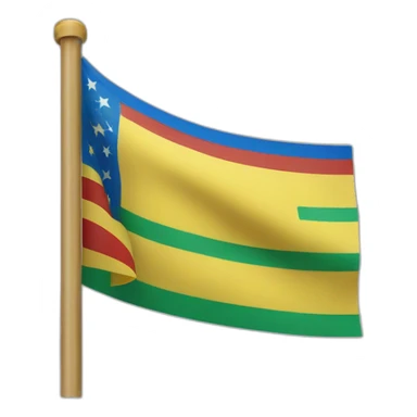 Tricolor flag with a blue stripe at the top, a green stripe in the middle and another yellow stripe at the bottom. To finish the letter "yaz" in red in the middle sticker